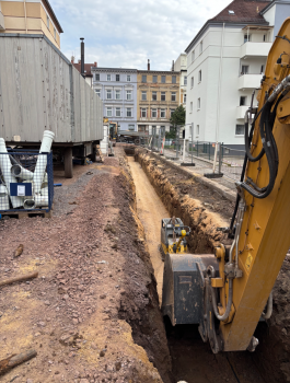 Gera, Wilhelm-Weber-Hof Kanalbau. Wasserleitungsbau, Gasleitungsbau und Straßenbau